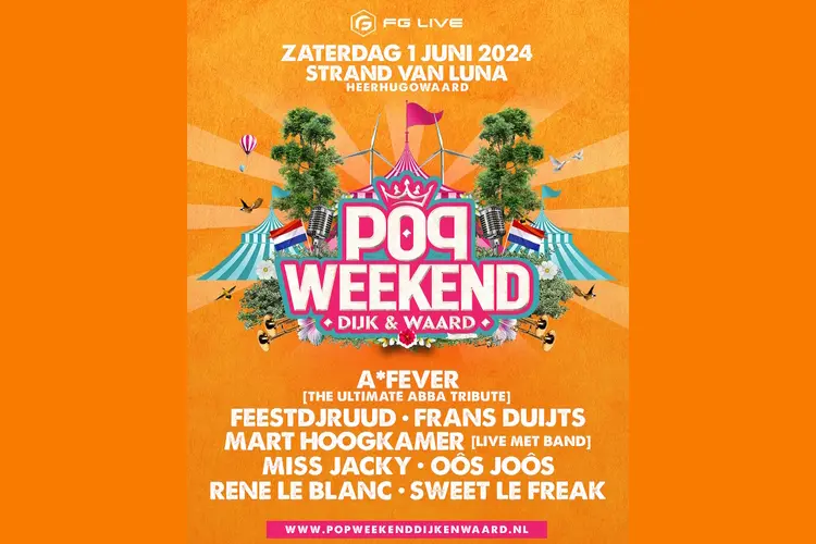Frans Duijts, A* Fever, FeestDJRuud en Mart Hoogkamer op Popweekend Dijk & Waard 2024