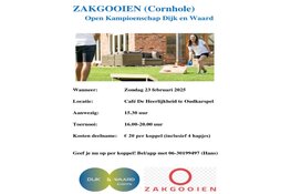 Komende zondag in De Heerlijkheid: Open Kampioenschap Zakgooien (Cornhole) Dijk en Waard