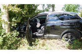 Auto crasht tegen boom langs N504