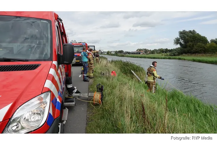 Zeer grote zoekactie langs dijk in Heerhugowaard; boot en helikopter ingezet