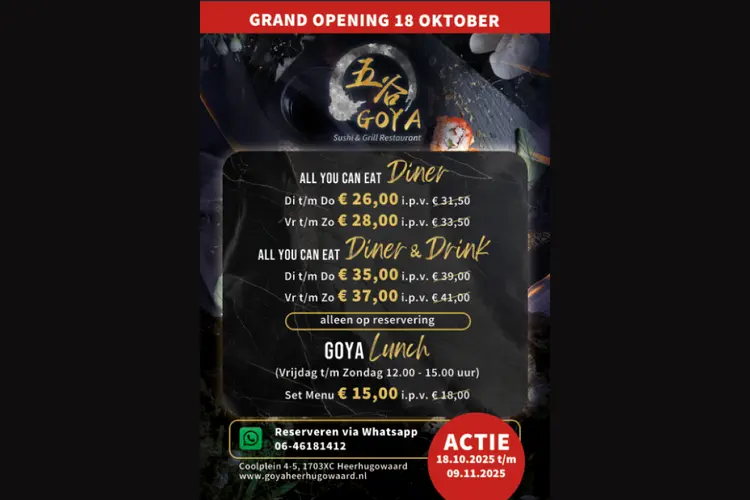 Goya Heerhugowaard opent alweer op 18 oktober