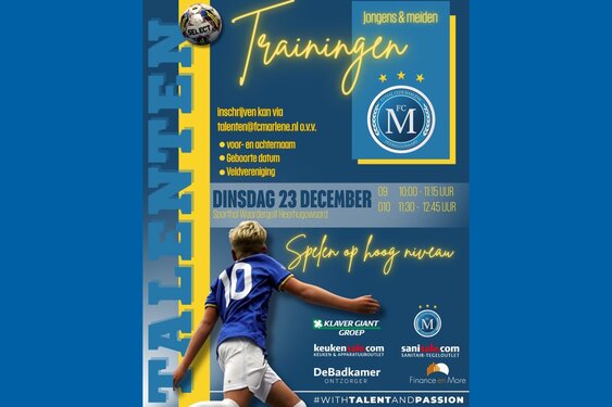 Talententrainingen bij FC Marlène in kerstvakantie