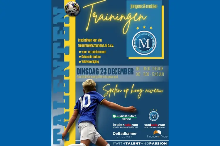 Talententrainingen bij FC Marlène in kerstvakantie
