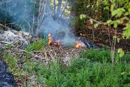 Opnieuw brand in een riethoop in 't Waarderhout in Heerhugowaard