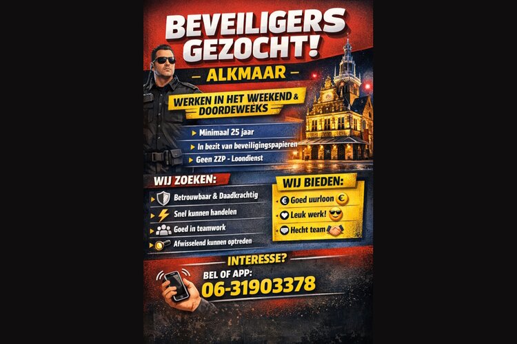 Vacature: Beveiligers gezocht in centrum van Alkmaar