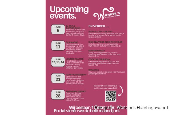 Wonder's Heerhugowaard bestaat in juni 15 jaar!