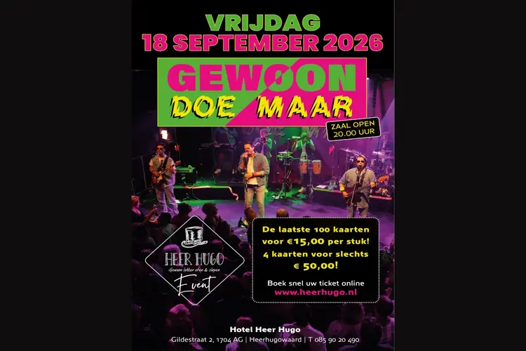 Extra voordeel op laatste tickets Gewoon Doe Maar in Hotel Heer Hugo